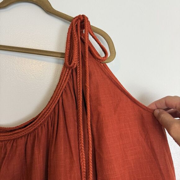 NWT Primark Maxi One Shoulder Dress Womens M Boho Beach 100% Cotton Oversized - Picture 2 of 13